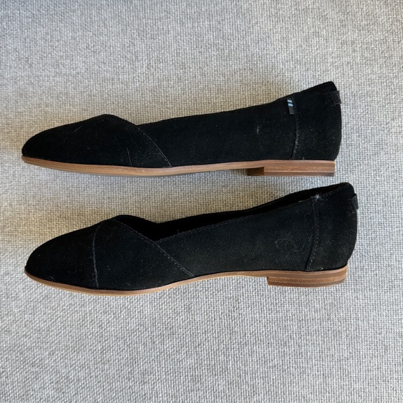 TOMS Women's 5.5 Jutti Neat Ballet Flats Casual Slip On Black Suede - Picture 7 of 9